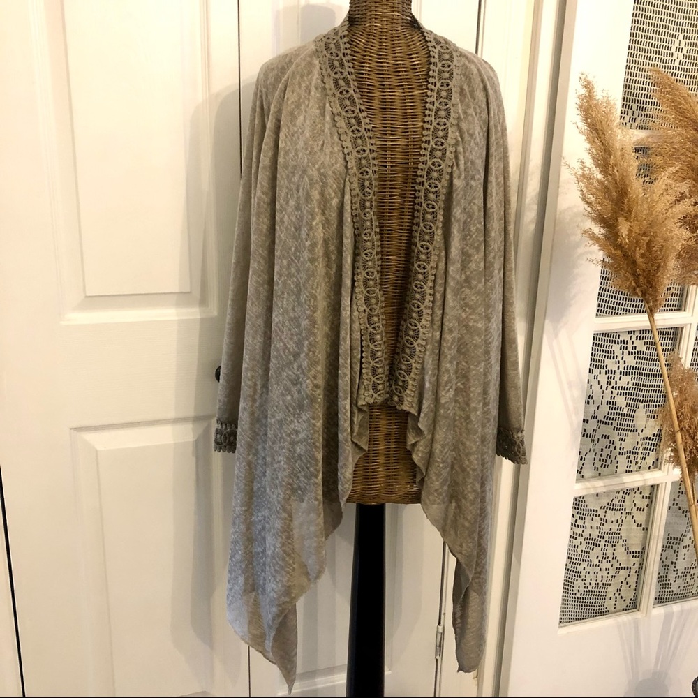 Lightweight Cotton/lace Waterfall Cardigan , size L